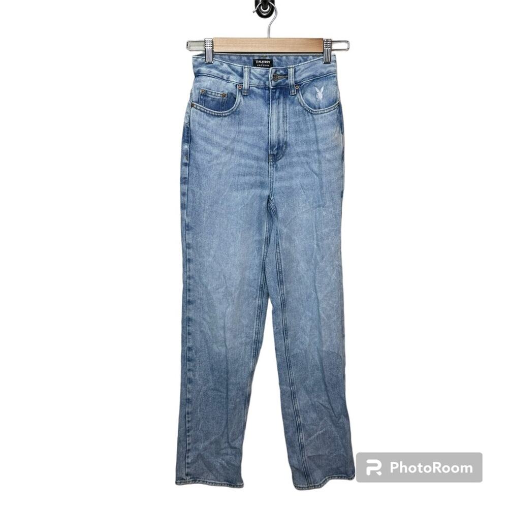 PLAYBOY by Pacsun High Waisted Rainbow Distressed Booty Boyfriend Jeans Size 23 - Picture 2 of 8